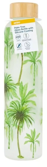 650ml Palm Tree Glass Bottle with Silicone Coating