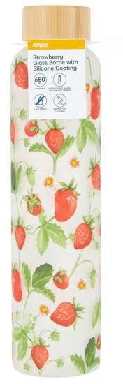 650ml Strawberry Glass Bottle with Silicone Coating