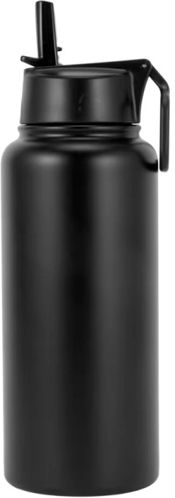 960ml Black Double Wall Insulated Cylinder Drink Bottle