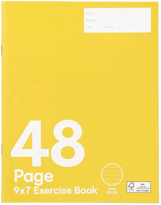 9in. x 7in. Exercise Book - 48 Pages