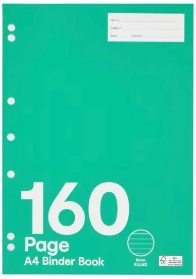 A4 Binder Book - 160 Pages, Aqua