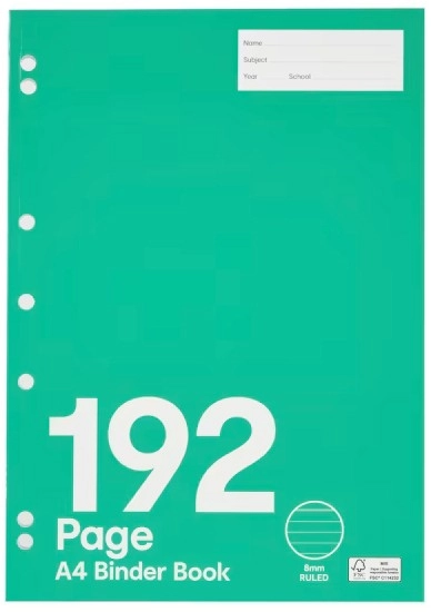 A4 Binder Book - 192 Pages, Aqua