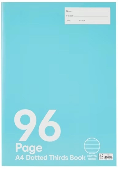 A4 Dotted Thirds Book - 96 Pages, Light Blue