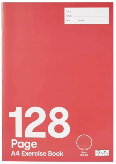 A4 Exercise Book - 128 Pages, Red