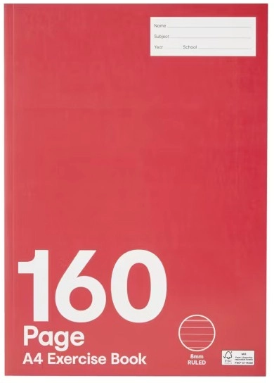 A4 Exercise Book - 160 Pages, Red