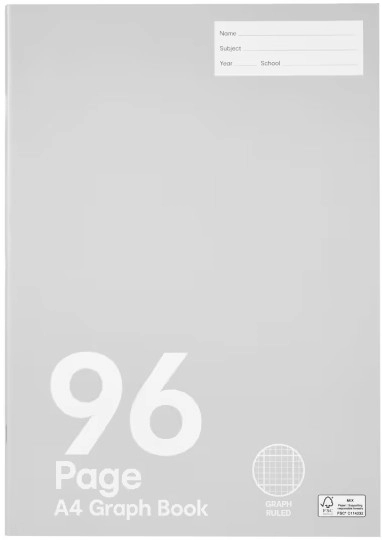 A4 Graph Book - 96 Pages, Grey