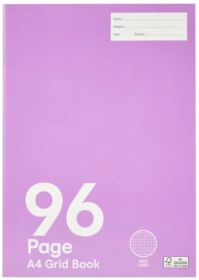 A4 Grid Book - 96 Pages, Pink