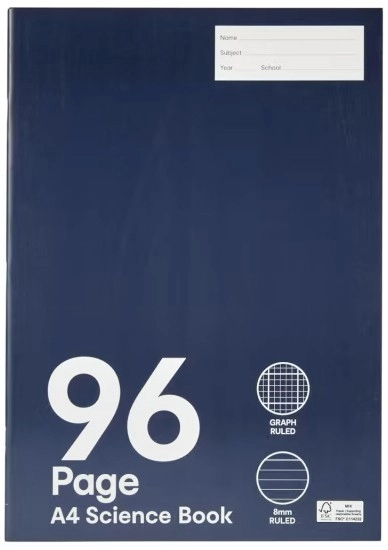 A4 Science Book - 96 Pages, Navy