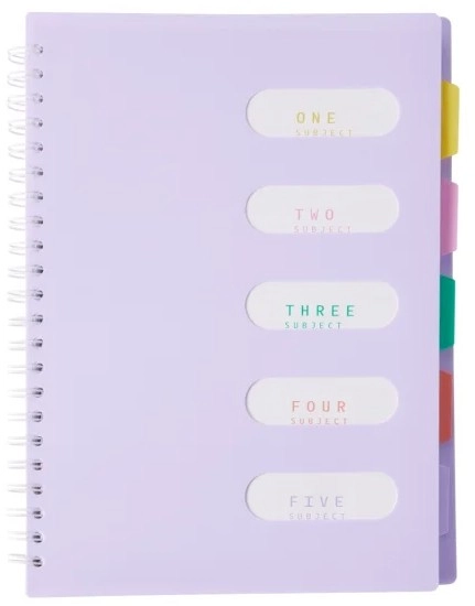 A4 Spiral 5 Subject Notebook