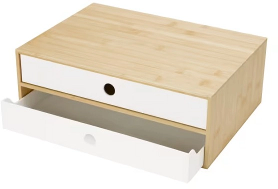 Bamboo and Plastic Desk Top Drawers