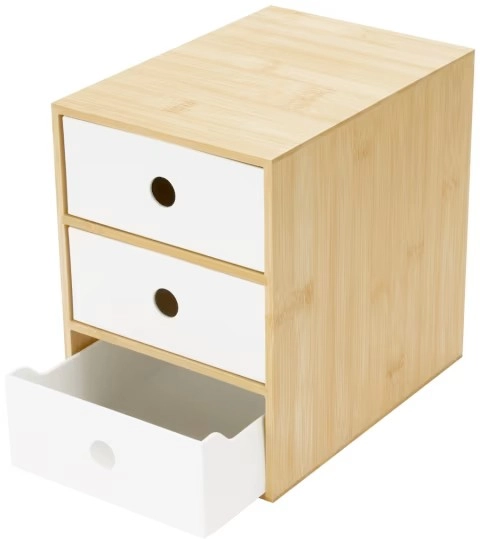 Bamboo and Plastic Vertical 3 Drawers