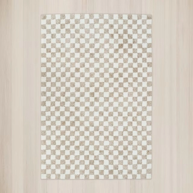 Checkerboard Rug - Beige, Large - 235cm x 160cm