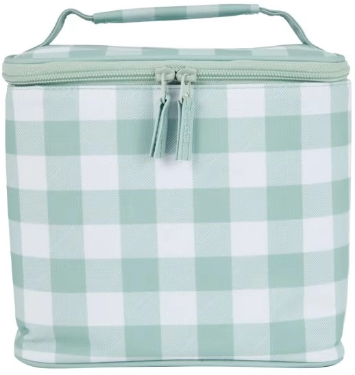 Green Check Top Loader Lunch Bag