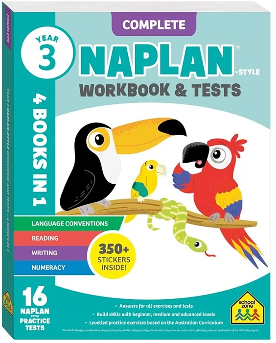 Naplan-Style Complete Workbook and Tests Year 3: 4 Books in 1 - Book