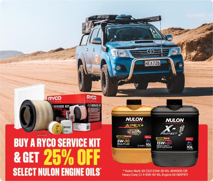 Buy a Ryco Service Kit & Get 25% off Select Nulon Engine Oils*