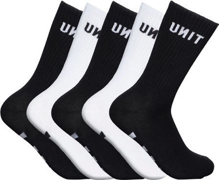 Unit Hi Lux Socks 5pk Black/White 11-14 or 4-11^