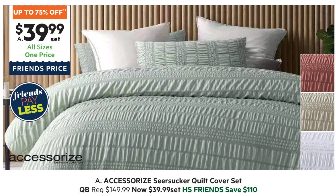 Accessorize Seersucker Quilt Cover Set Natural