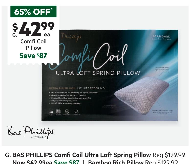 Bas Phillips Comfi Coil Loft Pillow White Standard