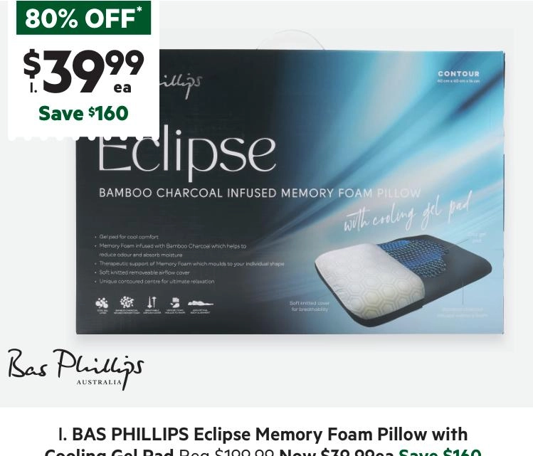 Bas Phillips Eclipse Memory Foam Pillow White Standard