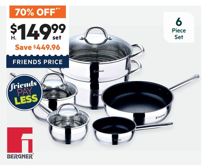 Bergner Gourmet Stainless Steel 6-Piece Cookset