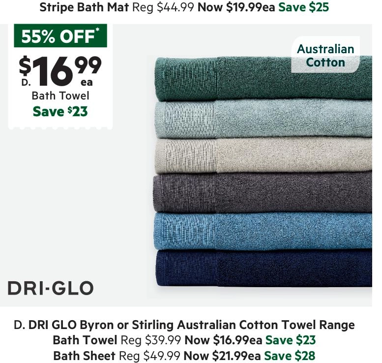 Dri Glo Byron Australian Cotton Towel Collection Forest Green