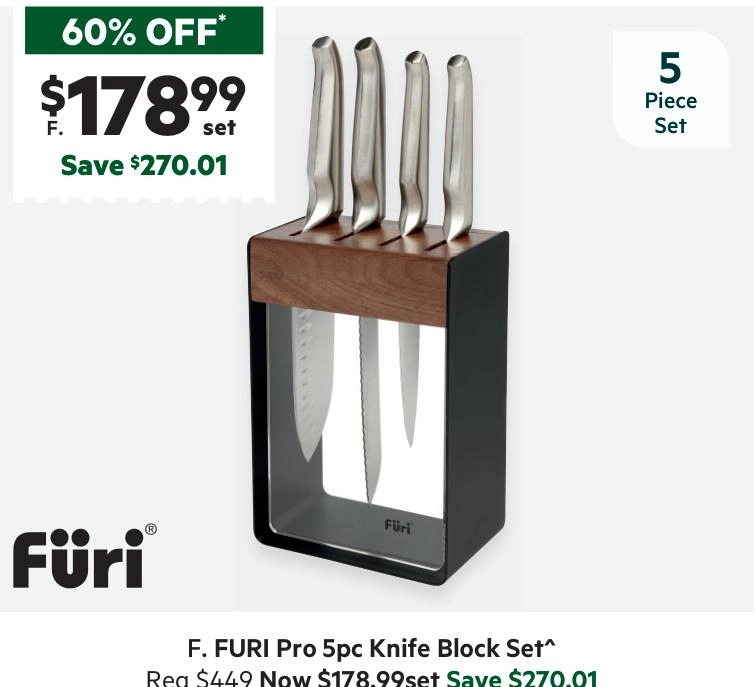 Furi Pro 5-Piece Knife Block Set Black