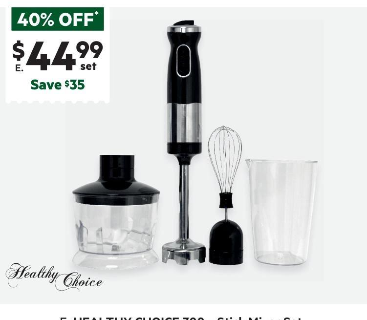 Healthy Choice Stick Mixer Set Black HB58