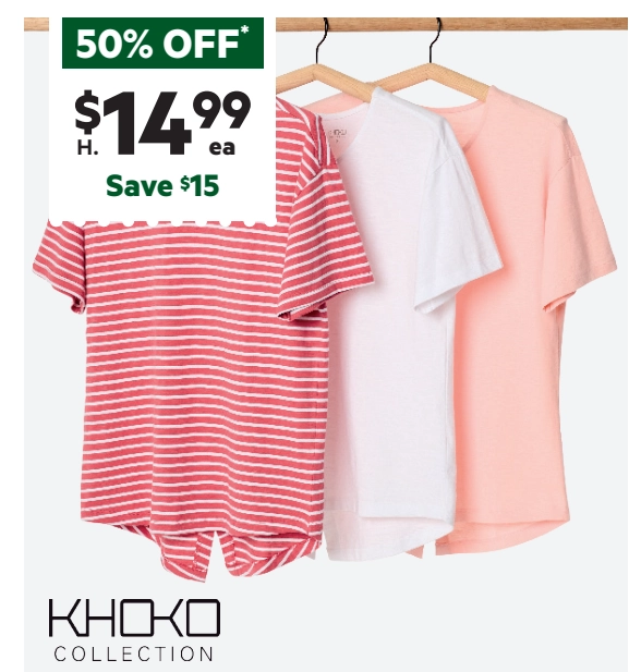  Khoko Collection Women's Cotton Slub Split Back Tee