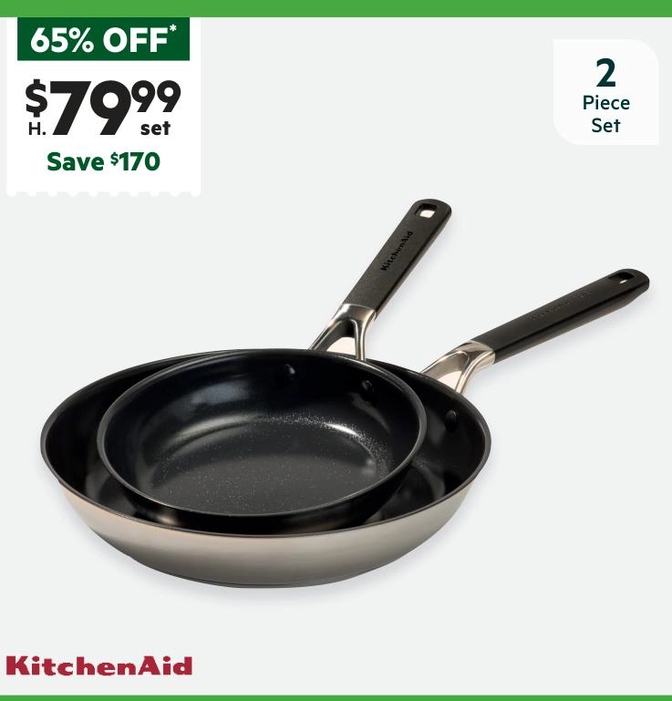 KitchenAid 20/28 cm 2 Piece Stainless Steel Frypan Set