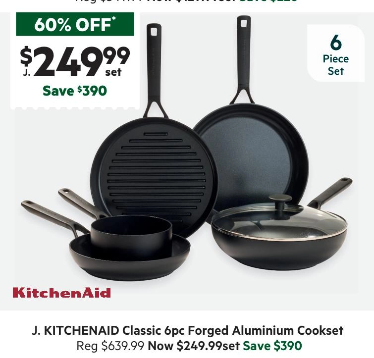 KitchenAid Classic 6 Piece Forged Aluminium Cookware Set