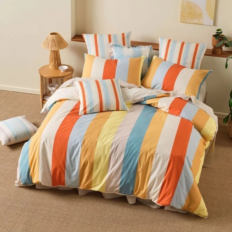 Linen House Apollo Spice Cotton Quilt Cover Set Multicoloured Stripe