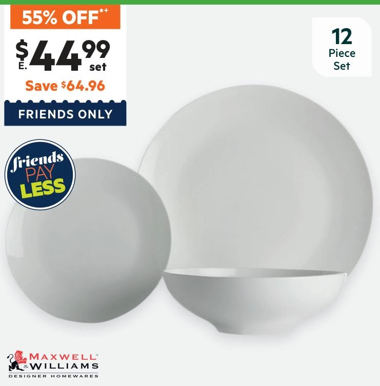 Maxwell & Williams White Basic Tribeca 12-Piece Dinner Set