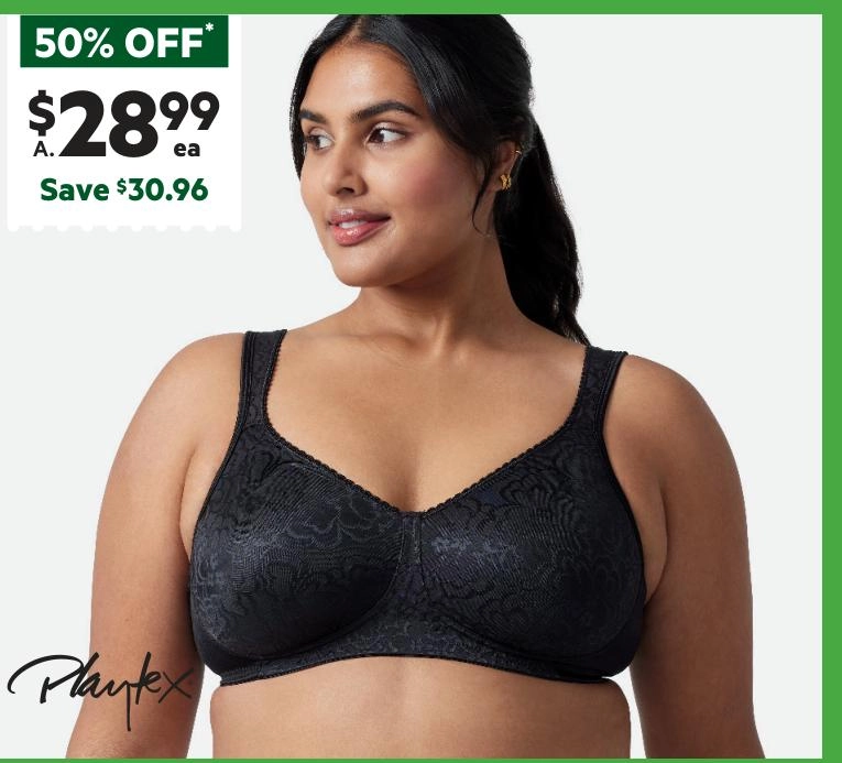 Playtex Women's Ultimate Lift and Support Wirefree Bra Black