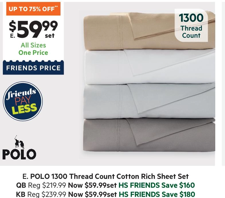 Polo 1300 Thread Count Cotton Rich Sheet Set Grey