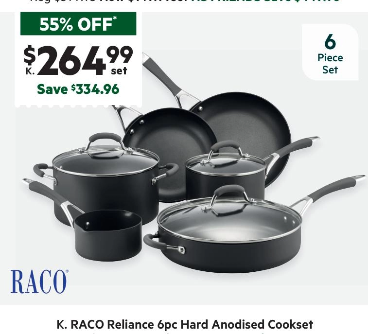 Raco Reliance Hard Anodised 6-Piece Cookset