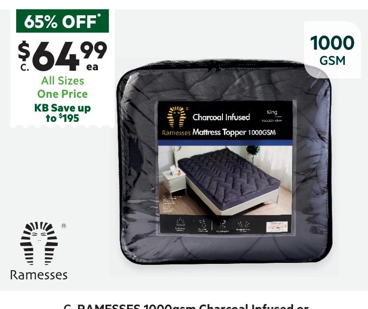 Ramesses 1000 GSM Charcoal Infused Mattress Topper