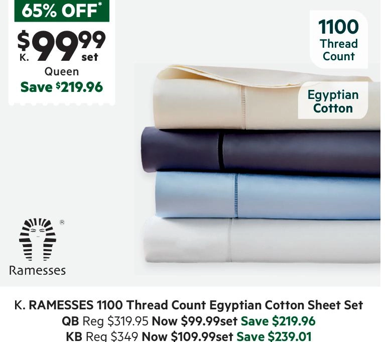 Ramesses 1100 Thread Count Egyptian Cotton Sheet Set Charcoal