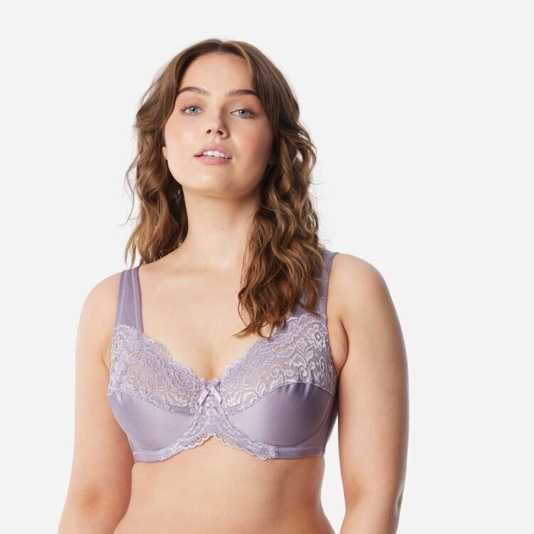 Sash & Rose Women's Lace Underwire Minimiser Light Grey