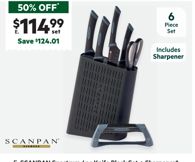 Scanpan Spectrum 6-Piece Knife Block Set with Sharpener