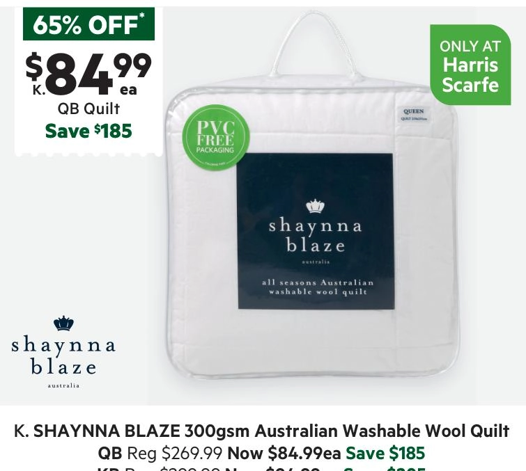 Shaynna Blaze 300 GSM Australian Washable Wool Quilt White