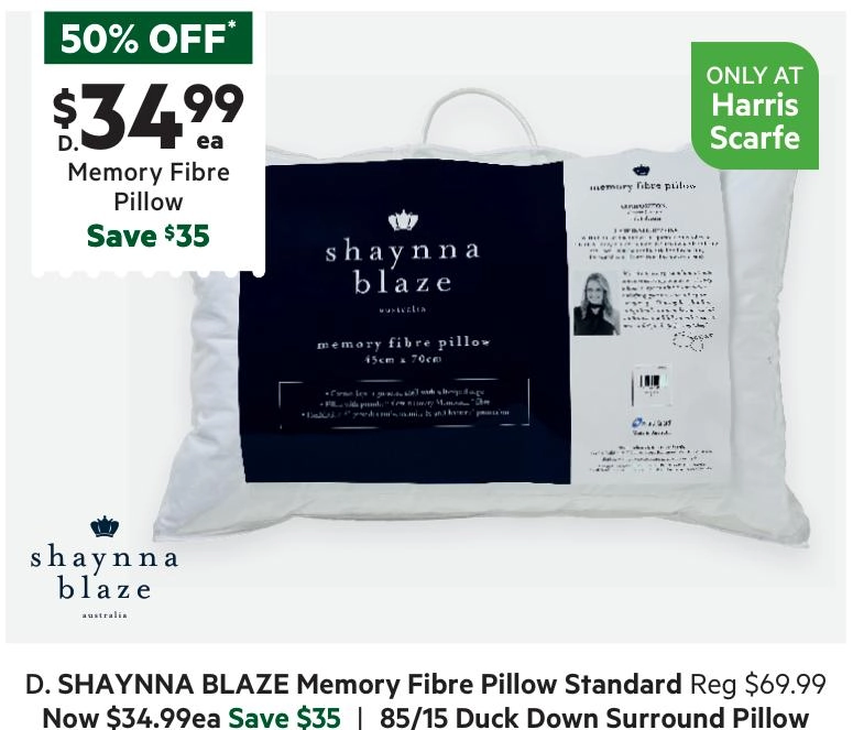 Shaynna Blaze Memory Fibre Pillow Medium Standard