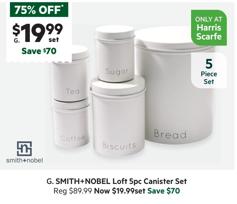 Smith + Nobel 5 Piece Loft Canister Set Almond