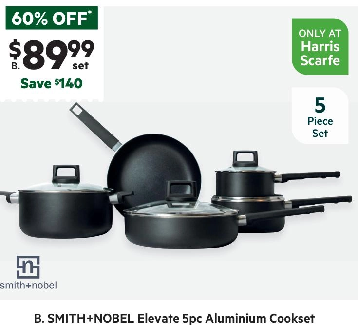 Smith + Nobel Elevate 5-Piece Aluminium Cookset