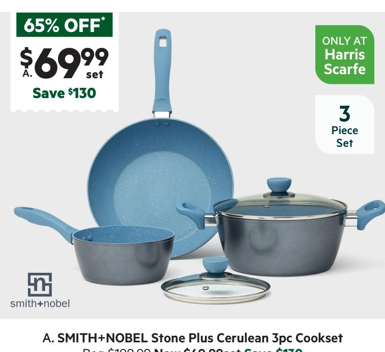 Smith + Nobel Stone Plus 3-Piece Cerulean Cookset