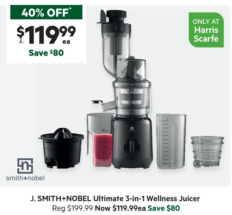 Smith + Nobel Ultimate 3-in-1 Wellness Cold Press Slow Juicer IA4737