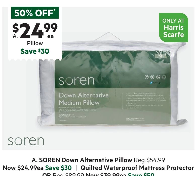 Soren Down Alternative Pillow Medium White Standard