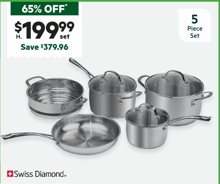 Swiss Diamond Premium Steel DLX 5-Piece Cookware Set