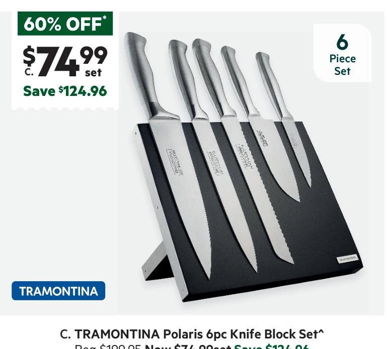 Tramontina Polaris 6-Piece Magnetic Knife Block Set