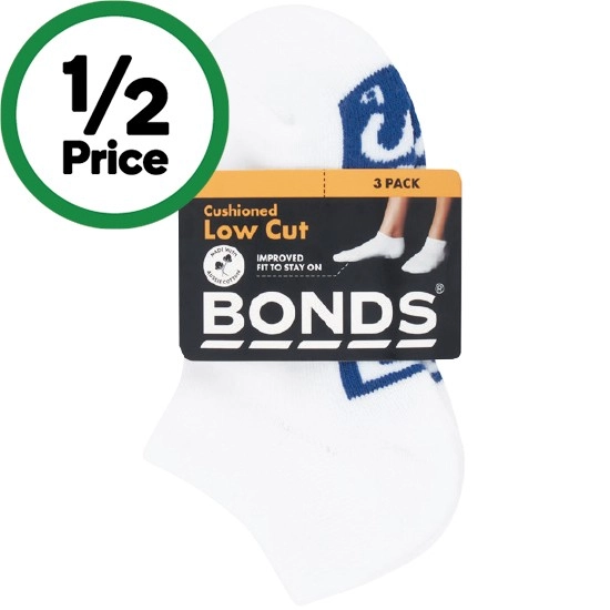 Bonds Kids’ Cushioned Low Cut Socks Assorted Pk 3