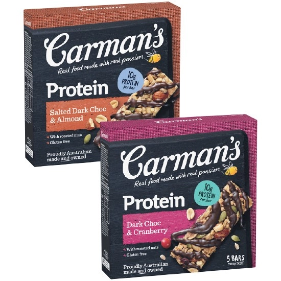 Carman’s Protein Bars 150-200g Pk 5